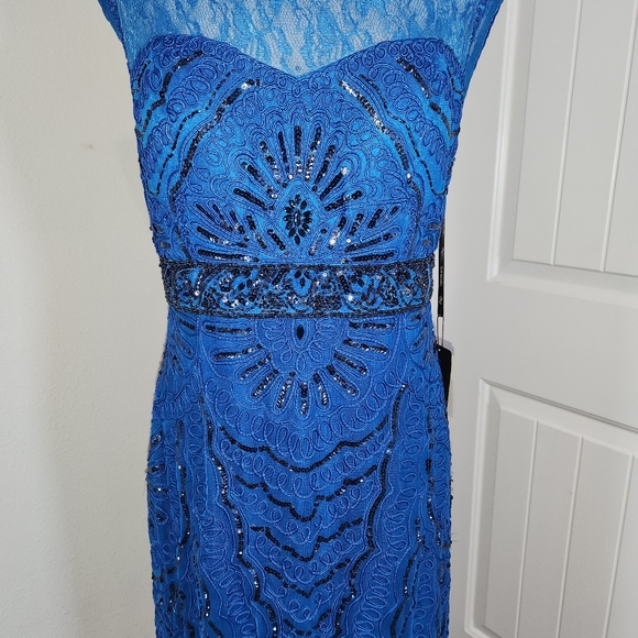 NWT Sue Wong Beaded Blue Gown - Picture 4 of 9
